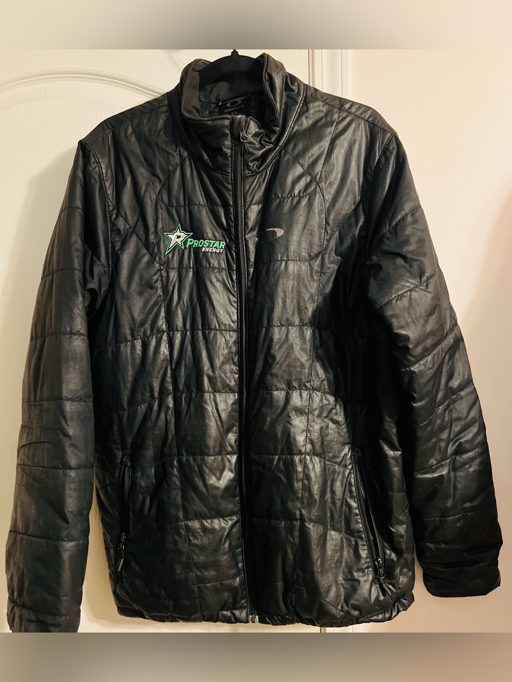 Oakley Black Quilted Synthetic Puffer Jacket with Prostar Patch